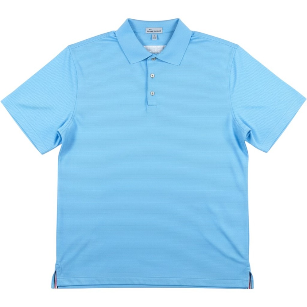 Peter Millar Summer Comfort Polo Shirt Light Blue Stripe Golf Mens Large Crown